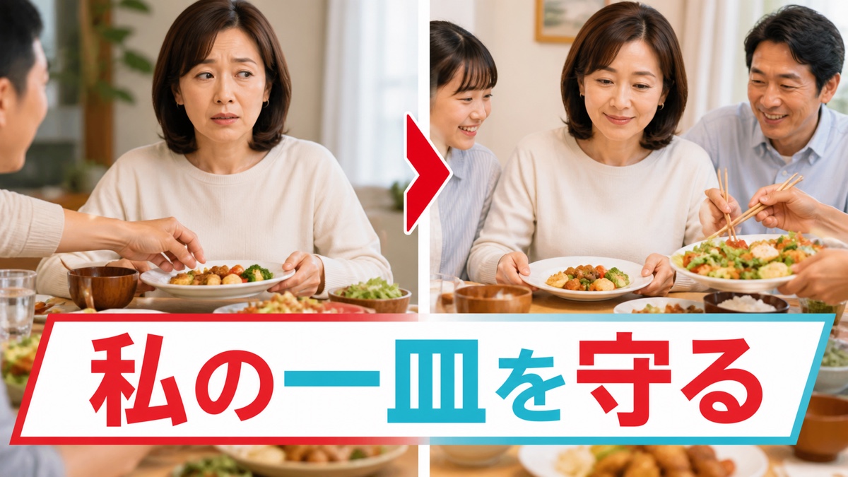 家族に自分の皿から料理を取られても、「いいよ」と笑うあなたへ